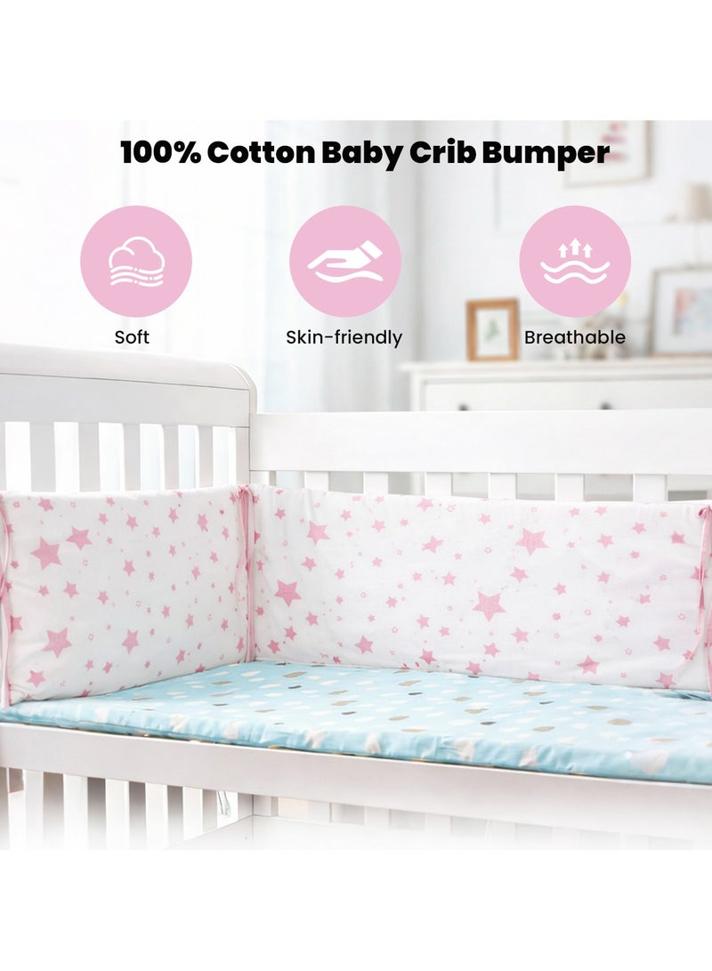 VUCATIN Crib Bumper Breathable Cot Bumper Breathable Mesh Cot Liner Crib Rail Cover Baby Crib Bumper Baby Boys Girls Nursery Breathable Crib Bedding Baby Bed Bumper 130x30cm (Pink) - Image 4